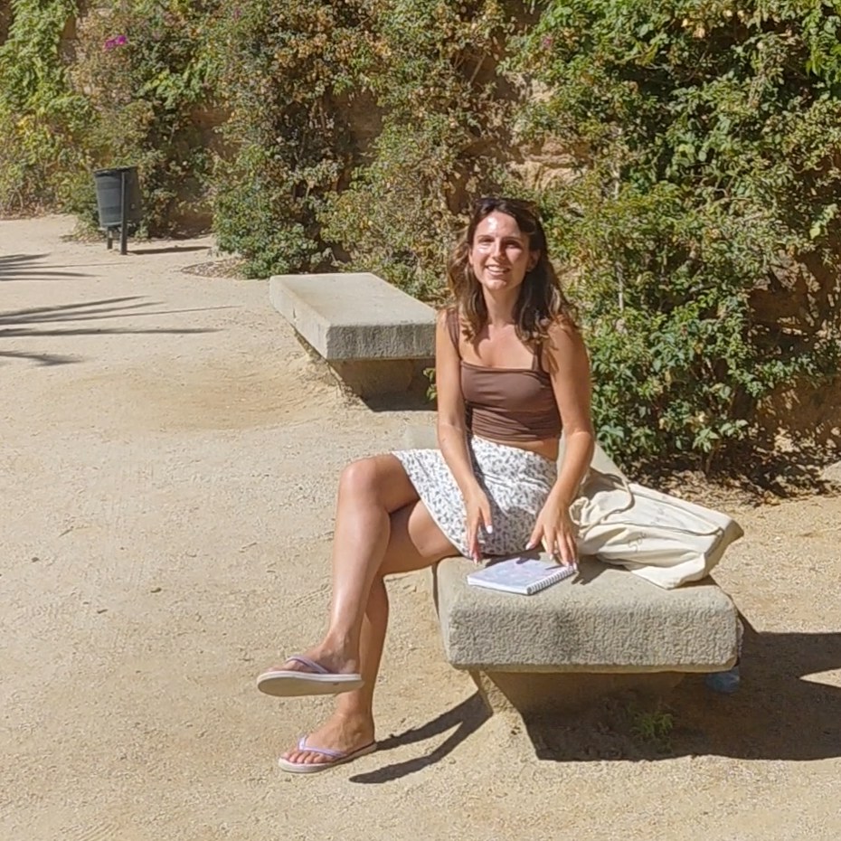 Celine on a bench in Park Güell