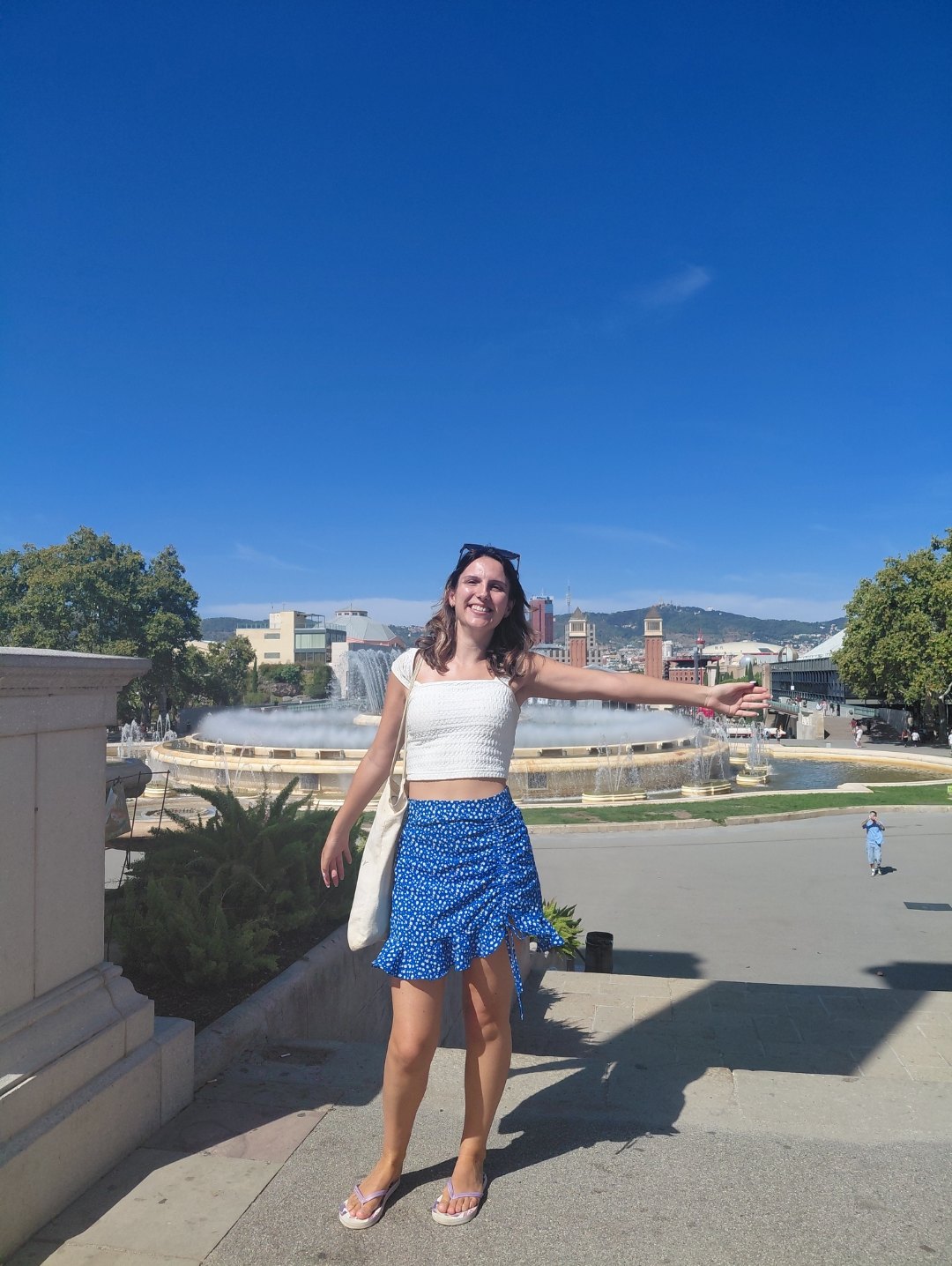 Celine at Plaza de Espanya, Barcelona